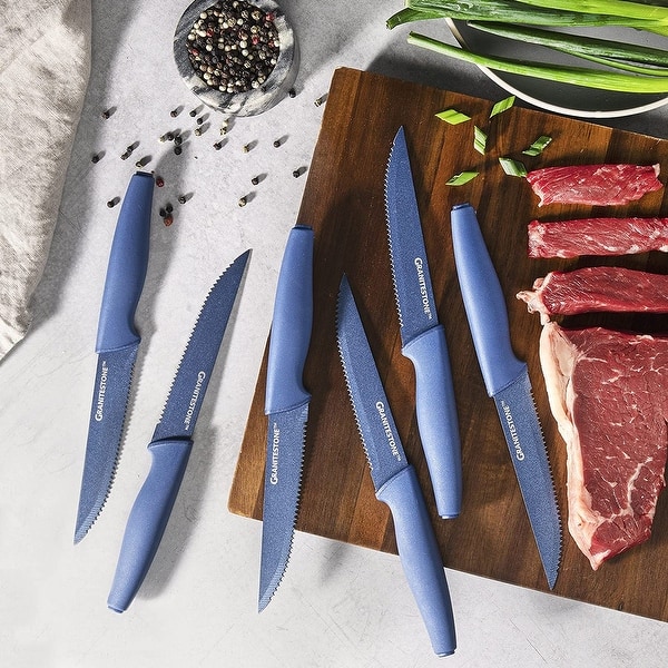 Dura Living EcoCut 4-Piece Steak Knife Set - High Carbon Micro Serrated Stainless Steel Blades, Eco-Friendly Handles - Grey
