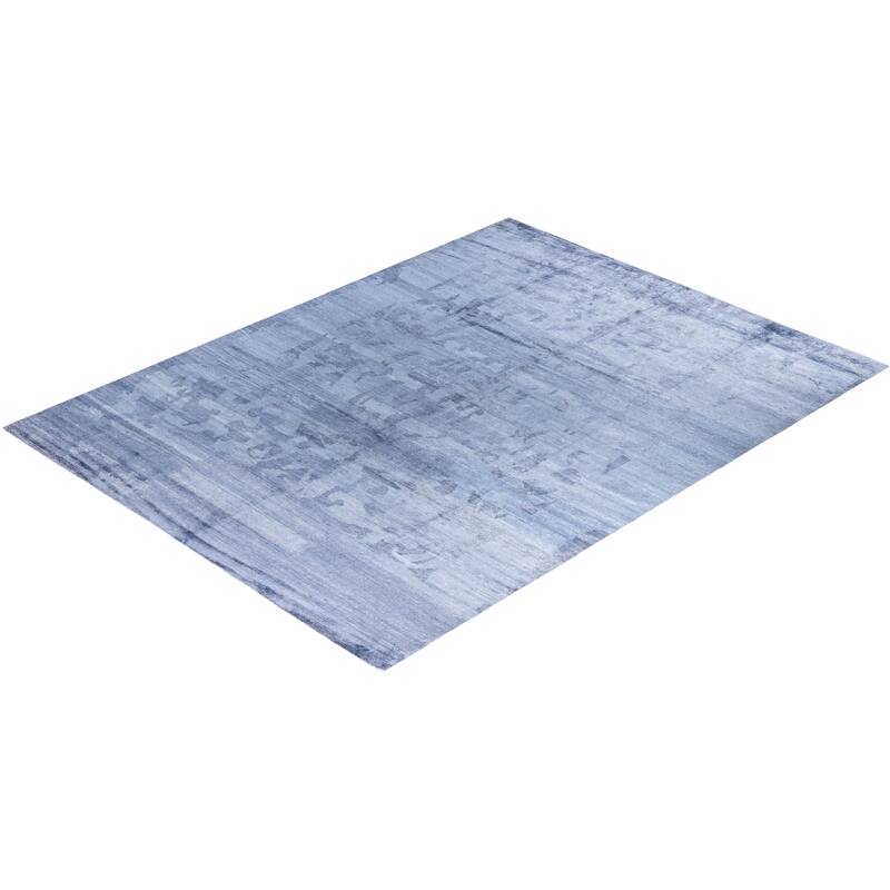Modern One-of-a-Kind Hand-Knotted Area Rug, Blue - 9' 1" x 12' 1"