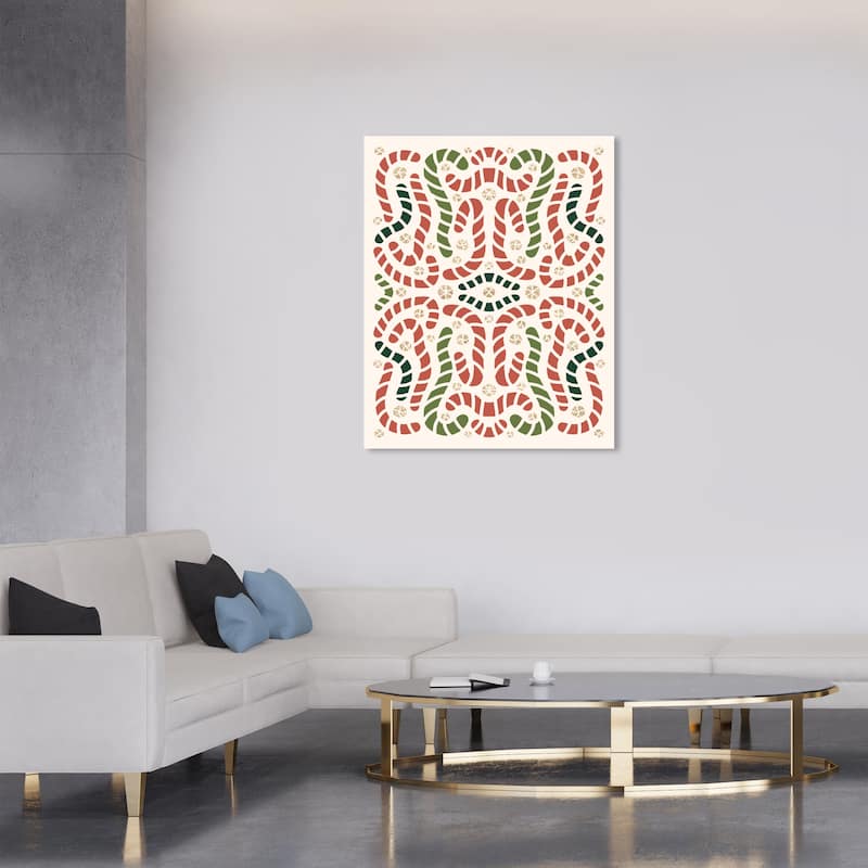 Wynwood Studio Canvas Holiday and Seasonal Candy Canes Artwork Glitter Red Modern & Contemporary Wall Art Canvas Print - 30 x 36