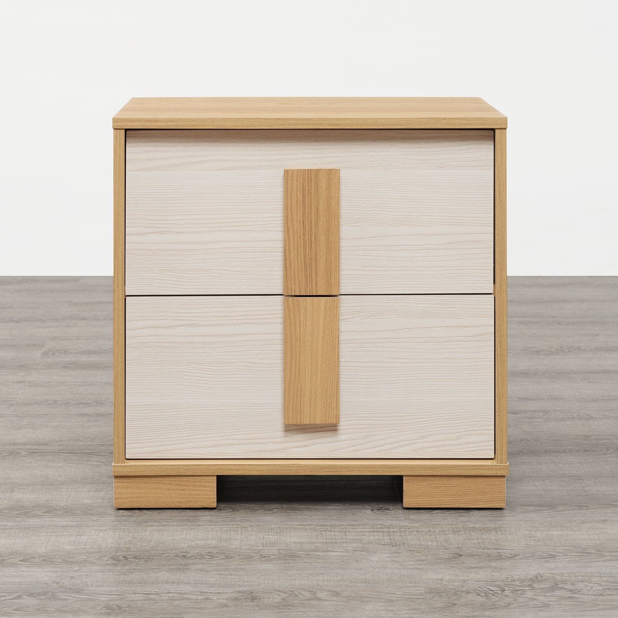 Spruce & Spring Mid-Century Modern 2-Drawer Nightstand with Wood Legs and Spacious Storage