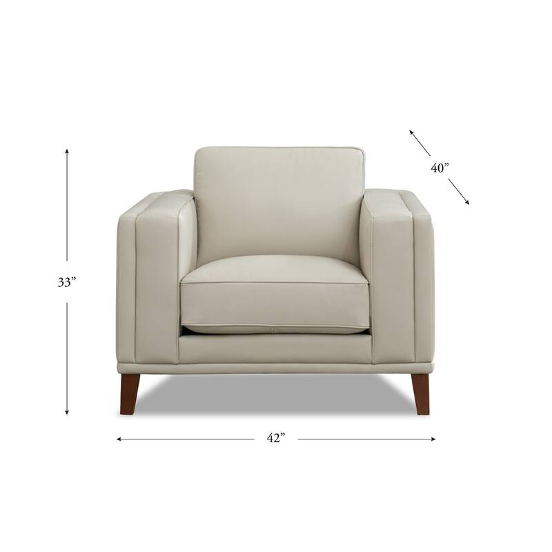 Hydeline Lyon Top Grain Leather Sofa Set, Sofa and Chair - Sofa, Chair