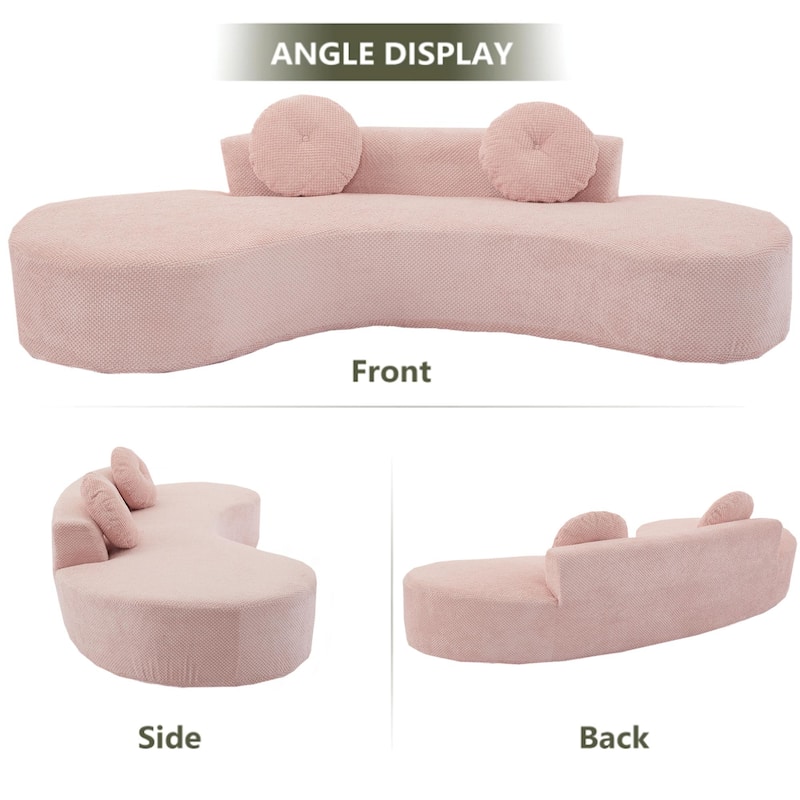 Pink Corduroy Cloud Sofa with Pillows