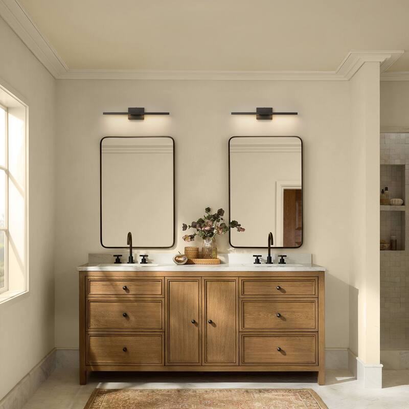 23.6" W Modern Matte Black/Stained Nickel 3000K Dimmable LED Bathroom Vanity Wall Light