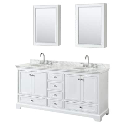 Wyndham Collection Deborah 72" Free Standing Double Vanity Set with