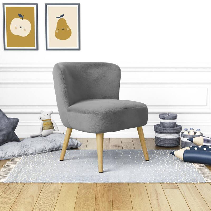 Avenue Greene Eden Boucle Kids Accent Chair with Natural Legs