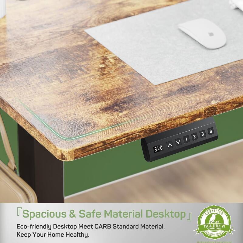 Electric Height Adjustable Standing Desk, 55x24 Inches, Ergonomic Sit-to-Stand Rising Computer Table for Home Office