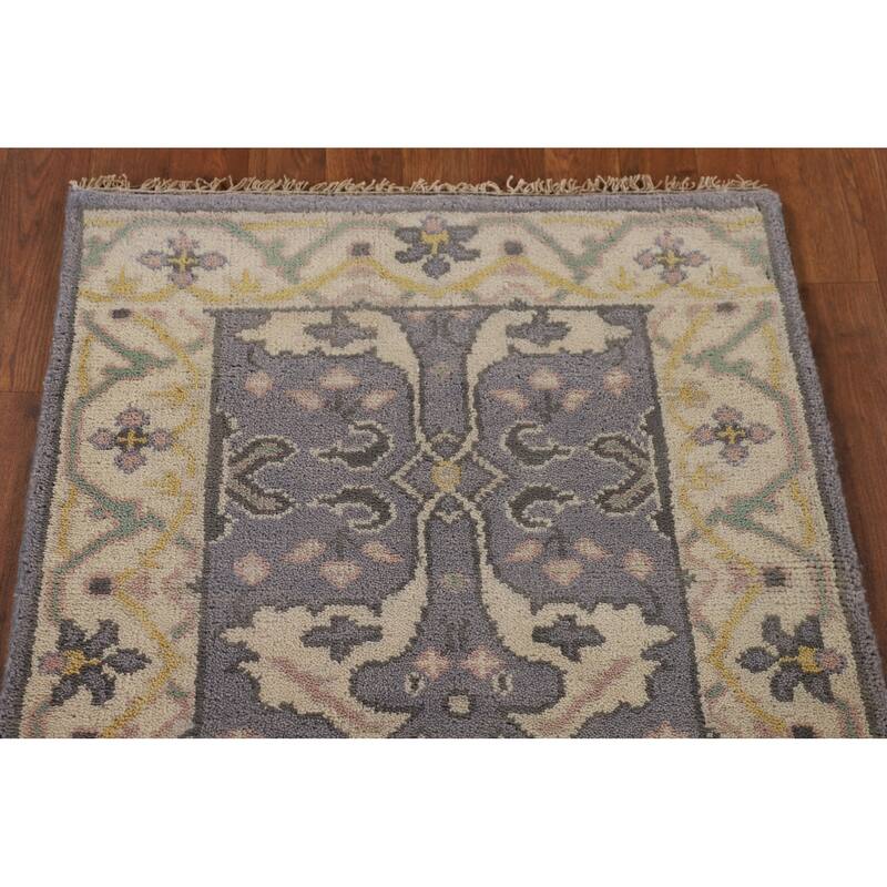 Lilac Oushak Indian Runner Rug Handmade Wool Carpet - 2'5"x 12'3"