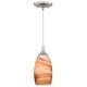 preview thumbnail 1 of 7, Milano Satin Nickel Mini Pendant Ceiling Light Amber Swirl Glass - 4.75-in W x 9.75-in H x 4.75-in D Satin Nickel - 4.75-in W x 9.75-in H x 4.75-in D