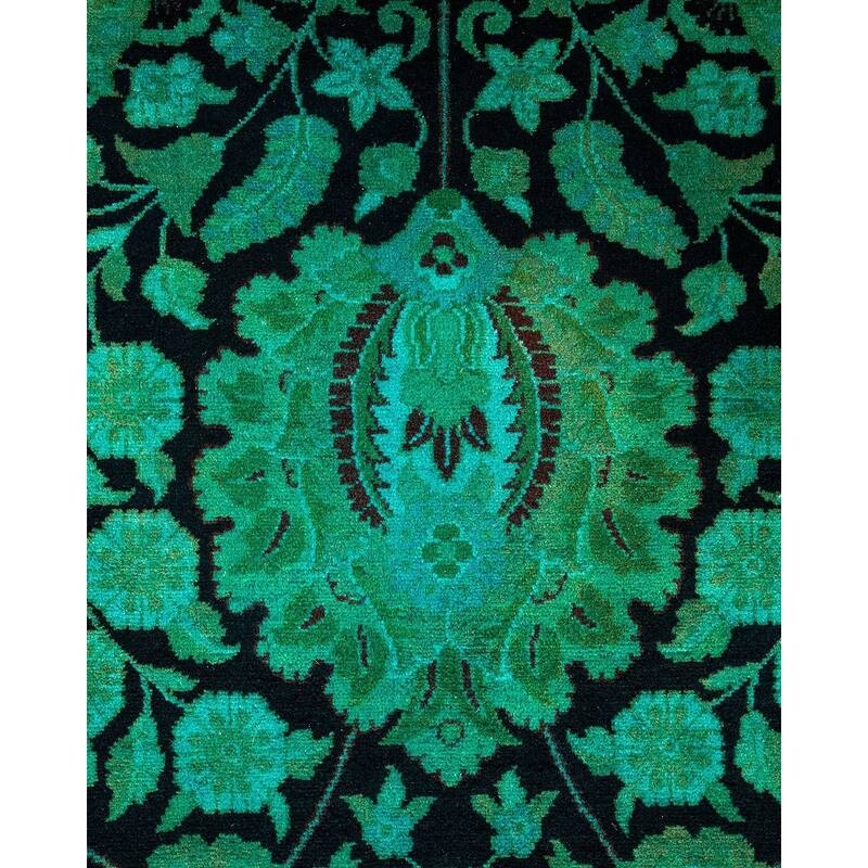 Overton Hand Knotted Wool Vintage Inspired Modern Contemporary Overdyed Green Area Rug - 8' 2" x 10' 4"
