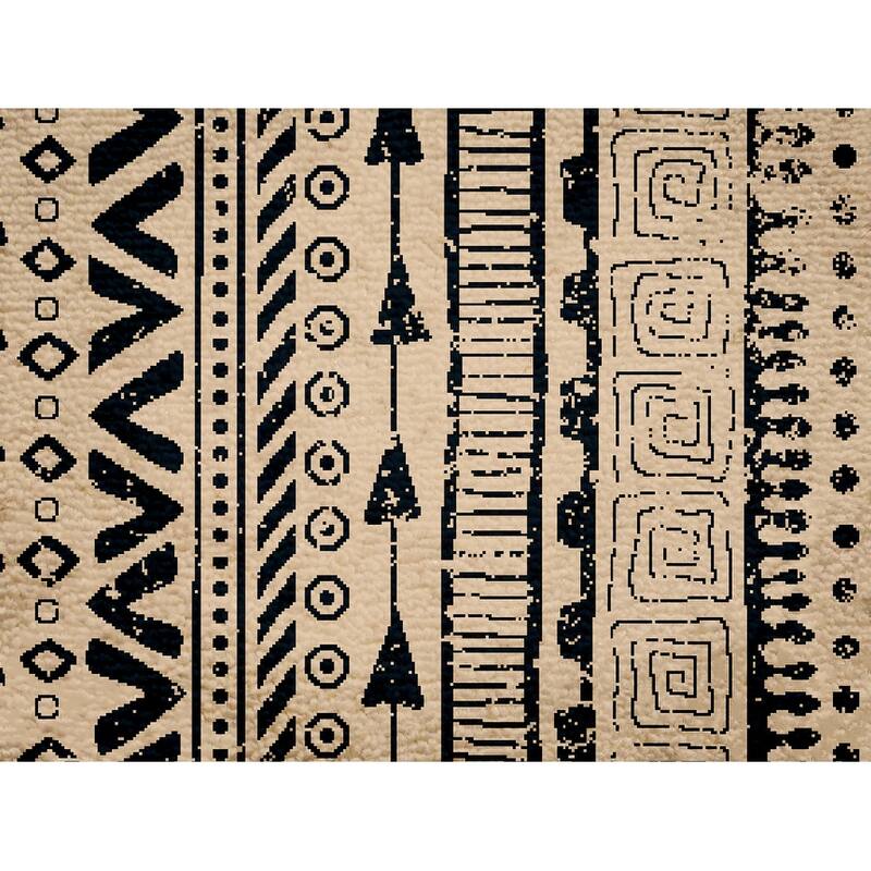 Boho Living Room Area Rug Nonslip, Bohemian Tribal Print Pattern