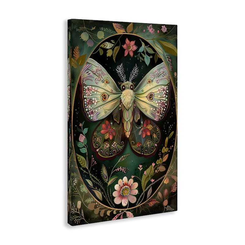 Stupell Green Toned Victorian Moth Canvas Wall Art Design By The Dutch Lady