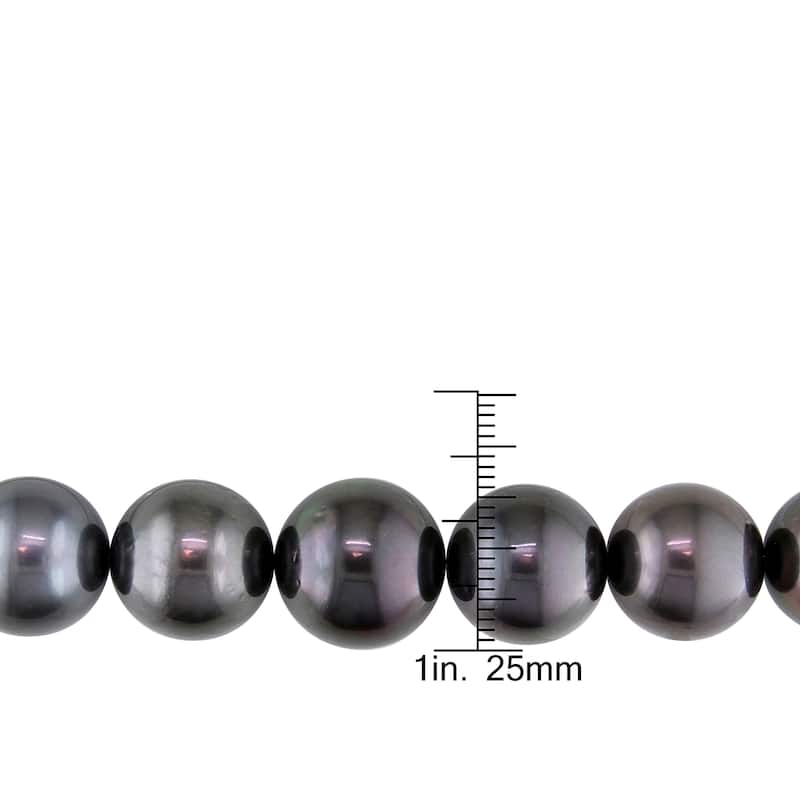 Miadora 14-17mm Cultured Tahitian Pearl Graduated Diamond Accent Necklace in 14k White Gold Ball Clasp