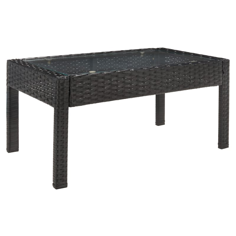 SAFAVIEH Outdoor Bassey 4-Piece Conversation Patio Set. - 39.78" x 24.18" x 32.37"