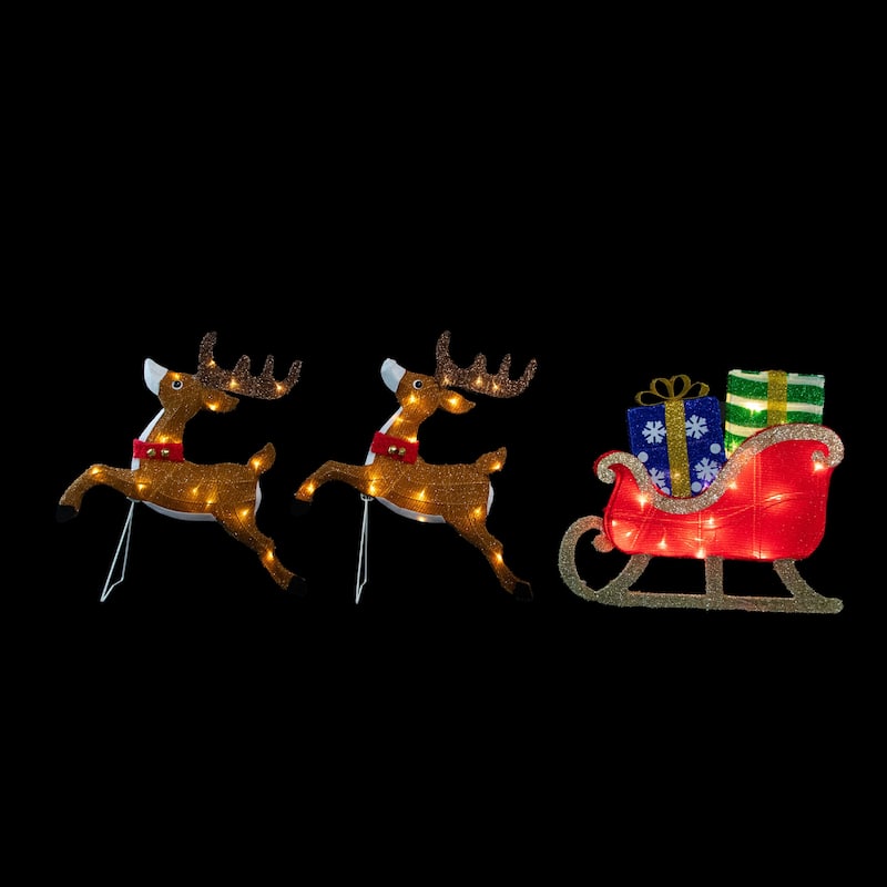 59" Lighted Reindeer with Sleigh Christmas Decoration - Brown