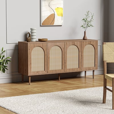 Uirico Multifunctional Buffet Sideboard Cabinet with Rattan Design by HULALA HOME