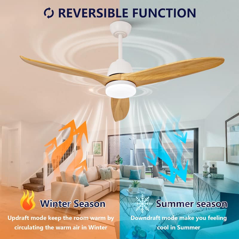 52" Ceiling Fan w/ Dimmable LED Light Remote Control Reversible DC Motor