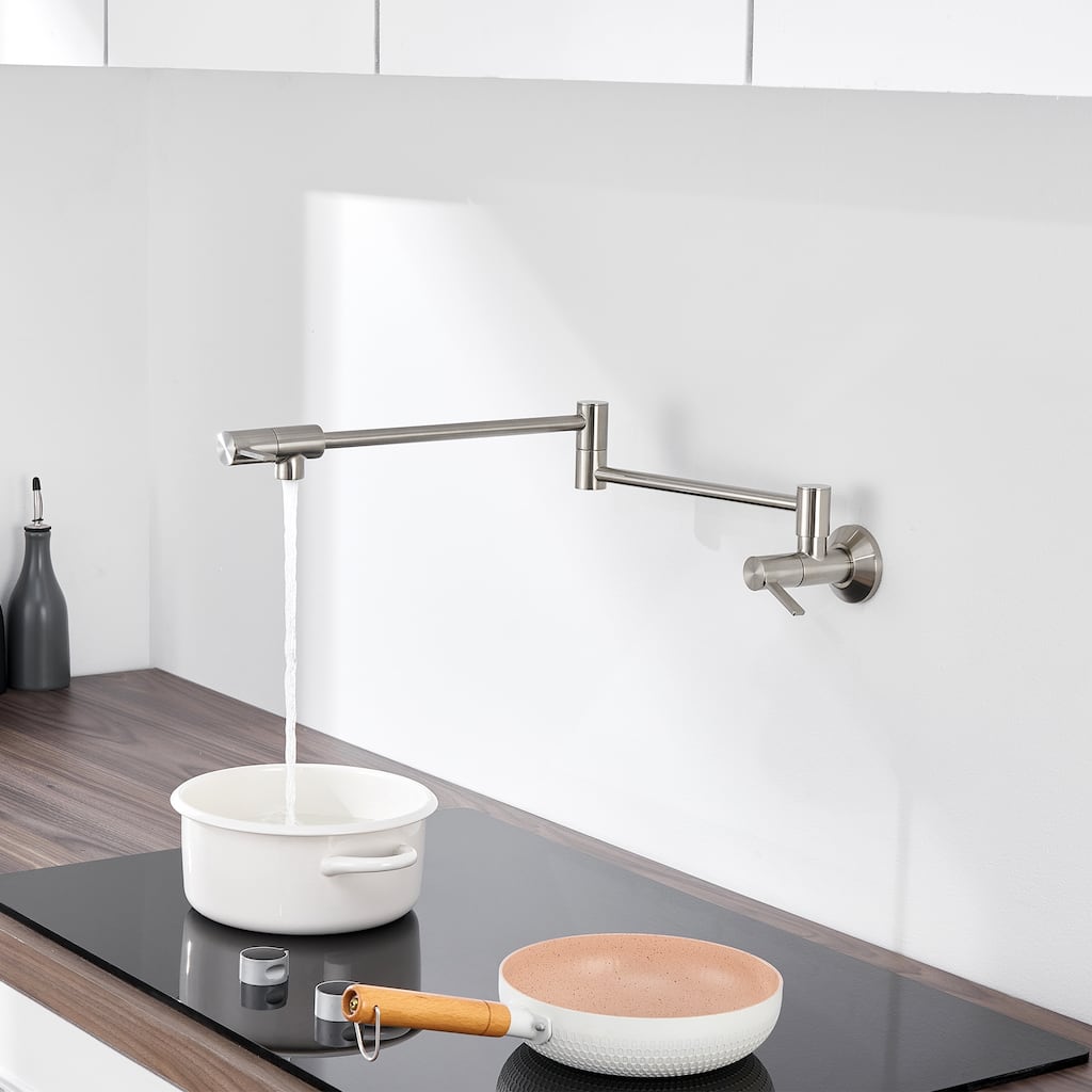 Luxier KTS27 Contemporary Wall-Mounted Pot Filler with 2 Handles