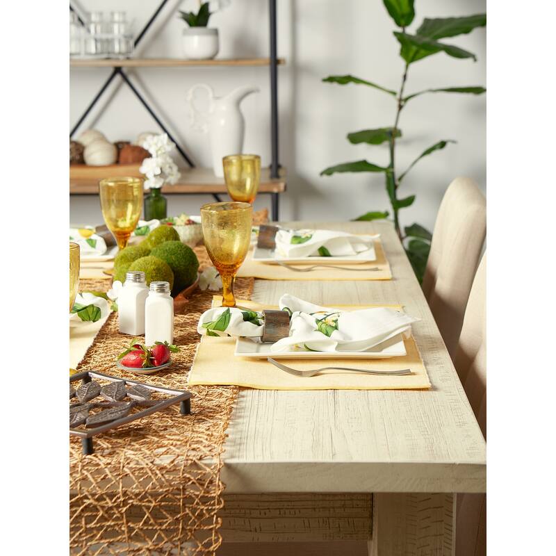 DII French Blue Eco-Friendly Chambray Fine Ribbed Placemat 6 Piece