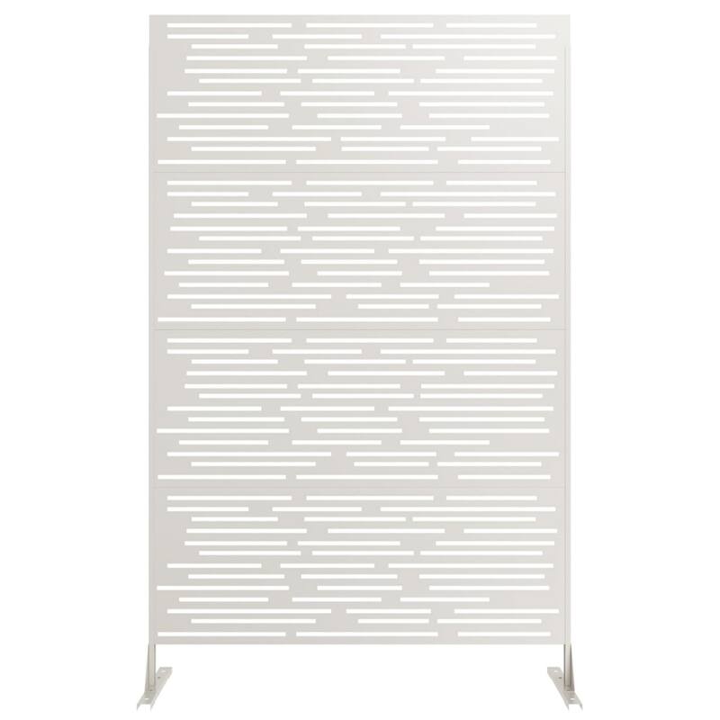 1PCS 72 in H x 46 in W Metal Privacy Screen Panel Freestanding Outdoor Divider with Stand Stripe02-Brown - White