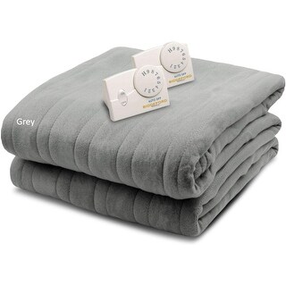 Biddeford Comfort Knit Fleece Heated Blanket with Analog Control-Grey