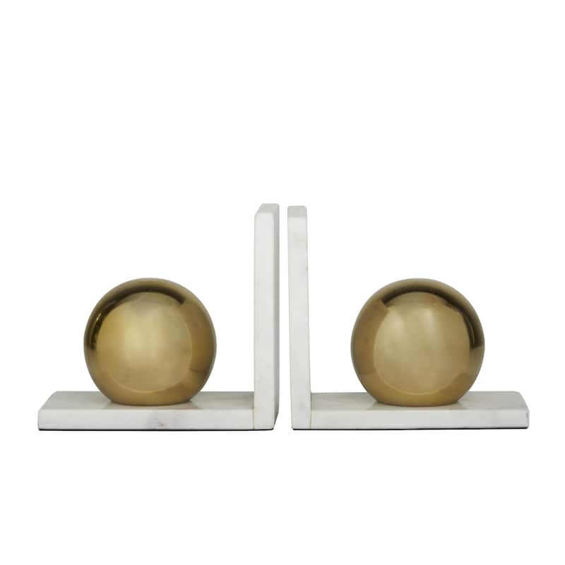 Marble Orb 7 lbs Decorative Bookends - Set of 2 Black or Gold - CosmoLiving by Cosmopolitan