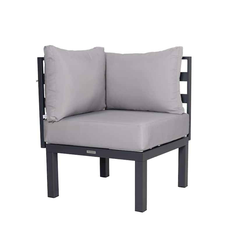 Outdoor 7-Piece Patio Sectional Set Aluminum Frame W/ Fire Pit Table