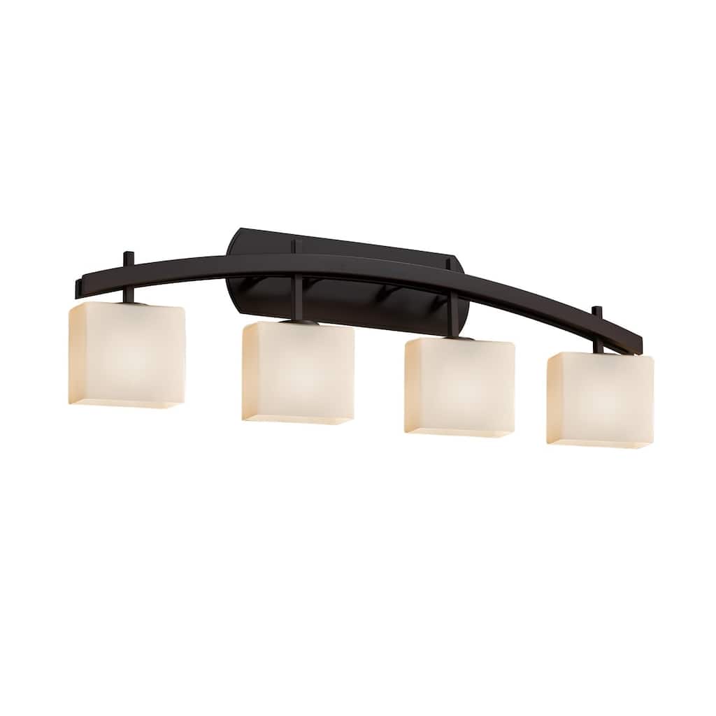 Justice Design Fusion Archway 4-light Dark Bronze Bath Bar, Opal Rectangle Shade