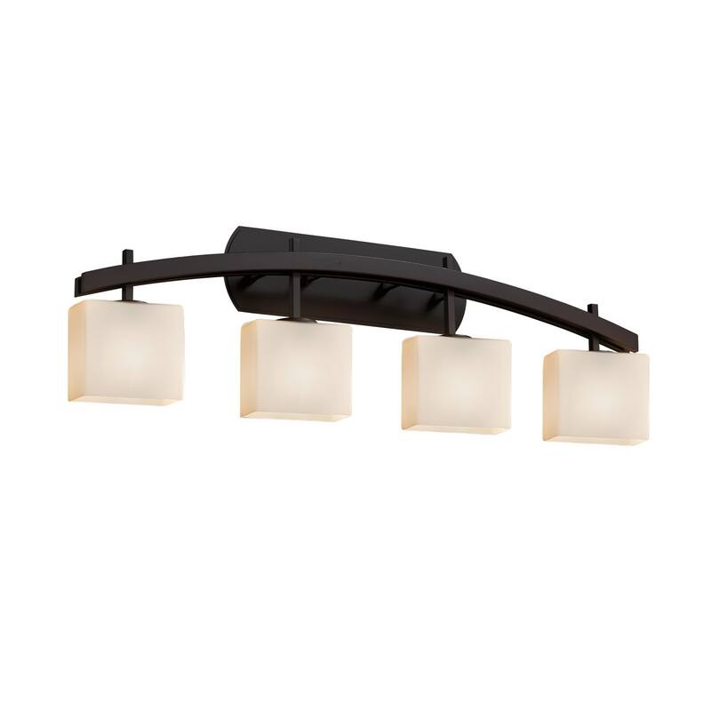 Justice Design Fusion Archway 4-light Dark Bronze Bath Bar, Opal Rectangle Shade