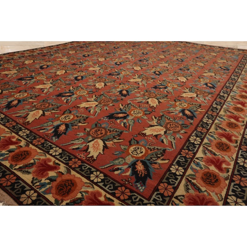 7'9''x10 Hand Knotted Wool Rose Karabagh Rare Romanian Caucasian Rug - 7' 9'' x 10'