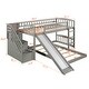 preview thumbnail 25 of 32, Stairway Twin Over Twin Bunk Bed with Slide & Drawers - Contemporary Design