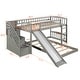preview thumbnail 4 of 16, Wood Twin Over Twin Low Bunk Bed with Slide, Ladder and Stairs Storage