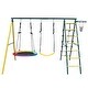preview thumbnail 2 of 6, 4 in 1 Kids Outdoor Backyard Metal Swing Set with Climbing Net, Basket