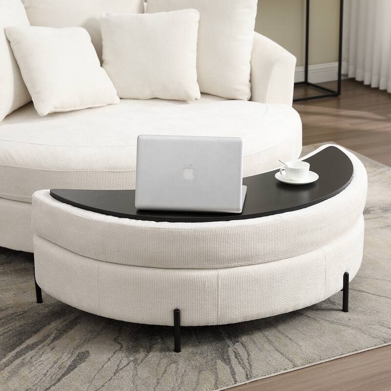 59.8''W Oversized Sofa Chair Set, Round Accent Barrel Chair With 5 Pillows and 1 Storage Ottoman