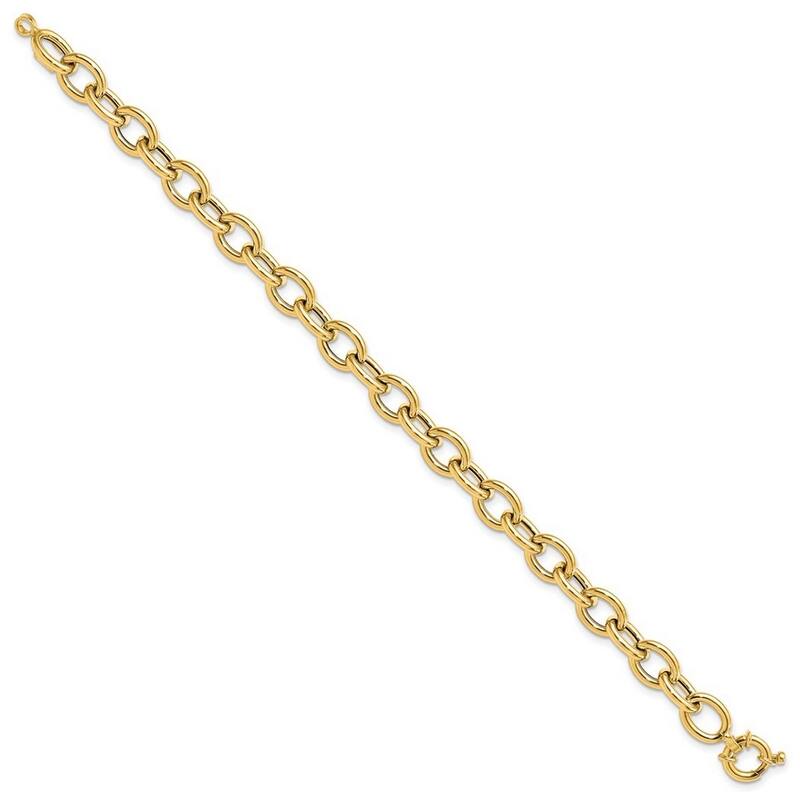 Curata 8mm 14k Yellow Gold Polished Cable Oval Link Bracelet 7.5 Inch