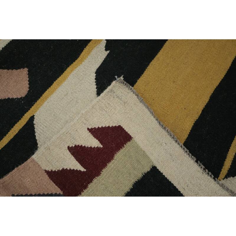 Hand Woven Oriental 100% Wool Carpet Southwestern Tribal Black Kilim Area Rug - 14' 11'' X 9' 9''