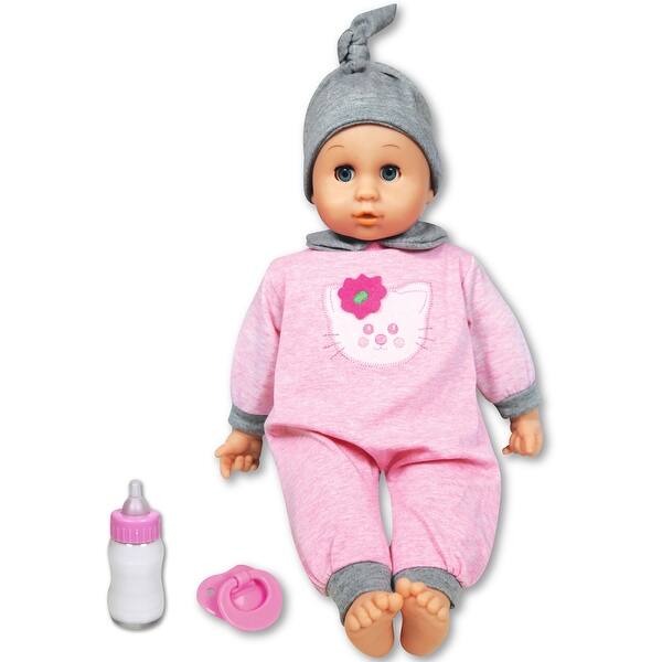 slide 2 of 5, Lissi: 16" Blinking Eyes Baby Doll Cecilia - Pink- Kitty Outfit, Interactive