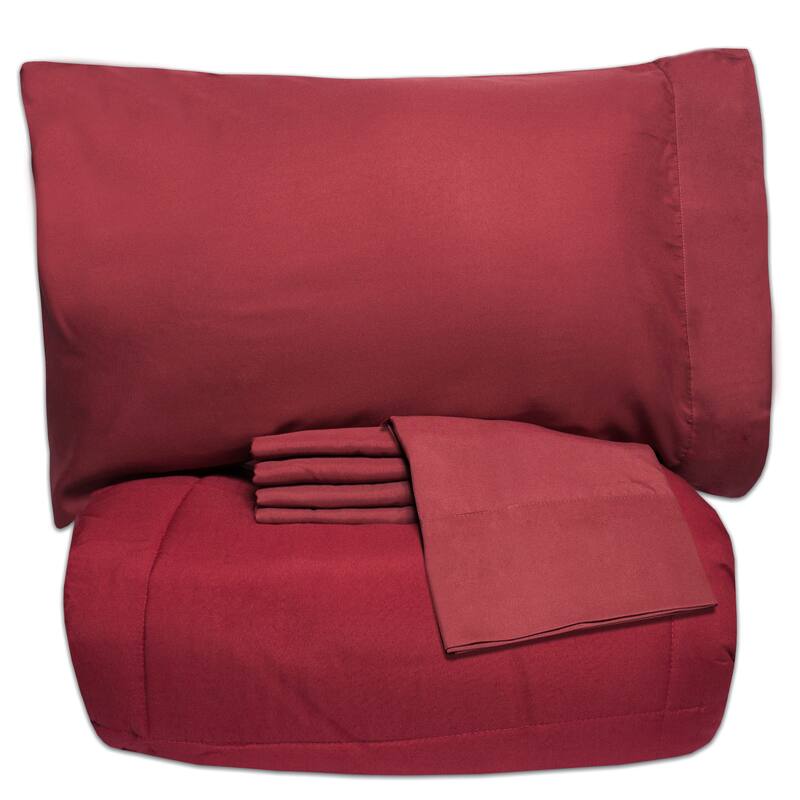 Sweet Home Collection Luxury Solid Bed-In-a-Bag with Sheet Set