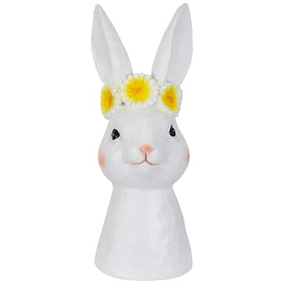 Easter Bunny Bust with Daisy Flower Crown - 9" - White