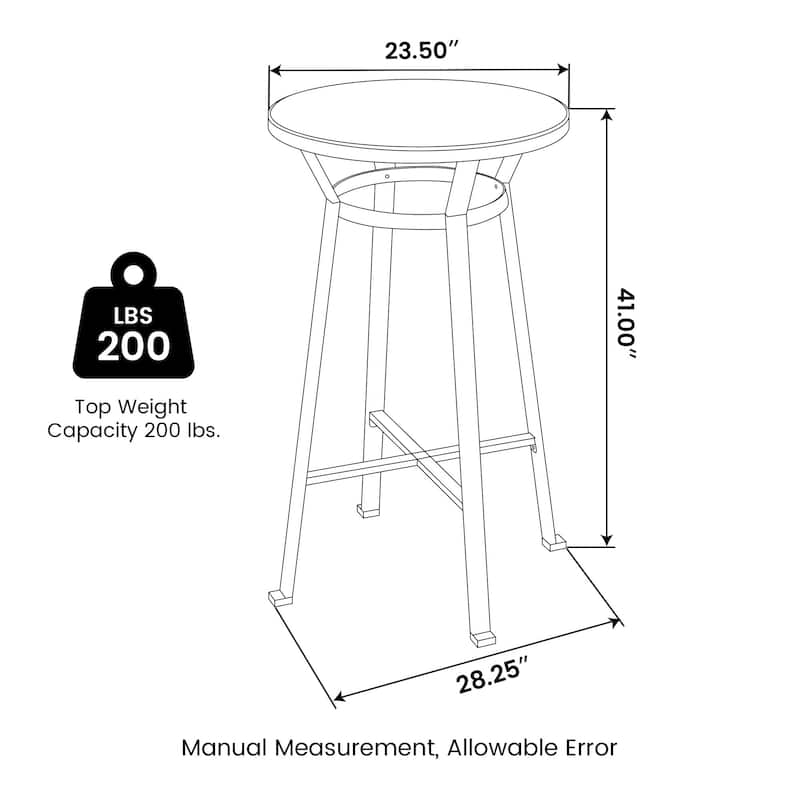 Glitzhome 41"H Rustic Steel Pub/Bar Table with Elm Wood Round Top