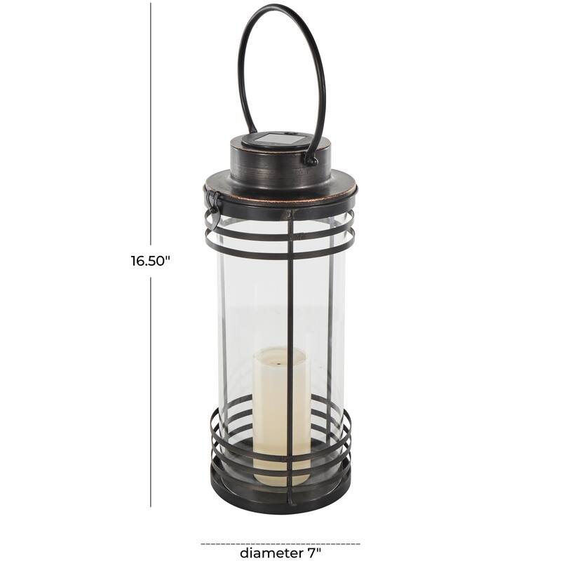 Metal Candle Lantern with Round Circle Lines - Black - Roche River Decor