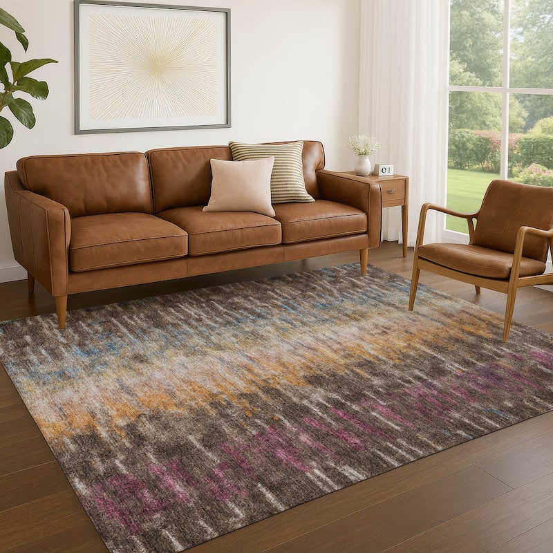 Machine Washable Indoor/ Outdoor Contemporary Ombre Chantille Rug