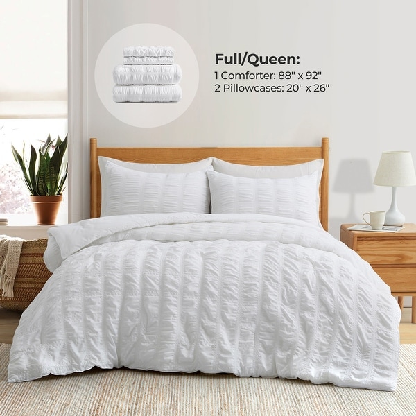 3-Piece Seersucker Bubble Ruffled Chic Textured Comforter 3-Piece Seersucker Bubble Ruffled Chic Textured Comforter