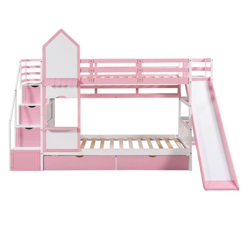 Twin-Over-Twin Castle Style Bunk Bed
