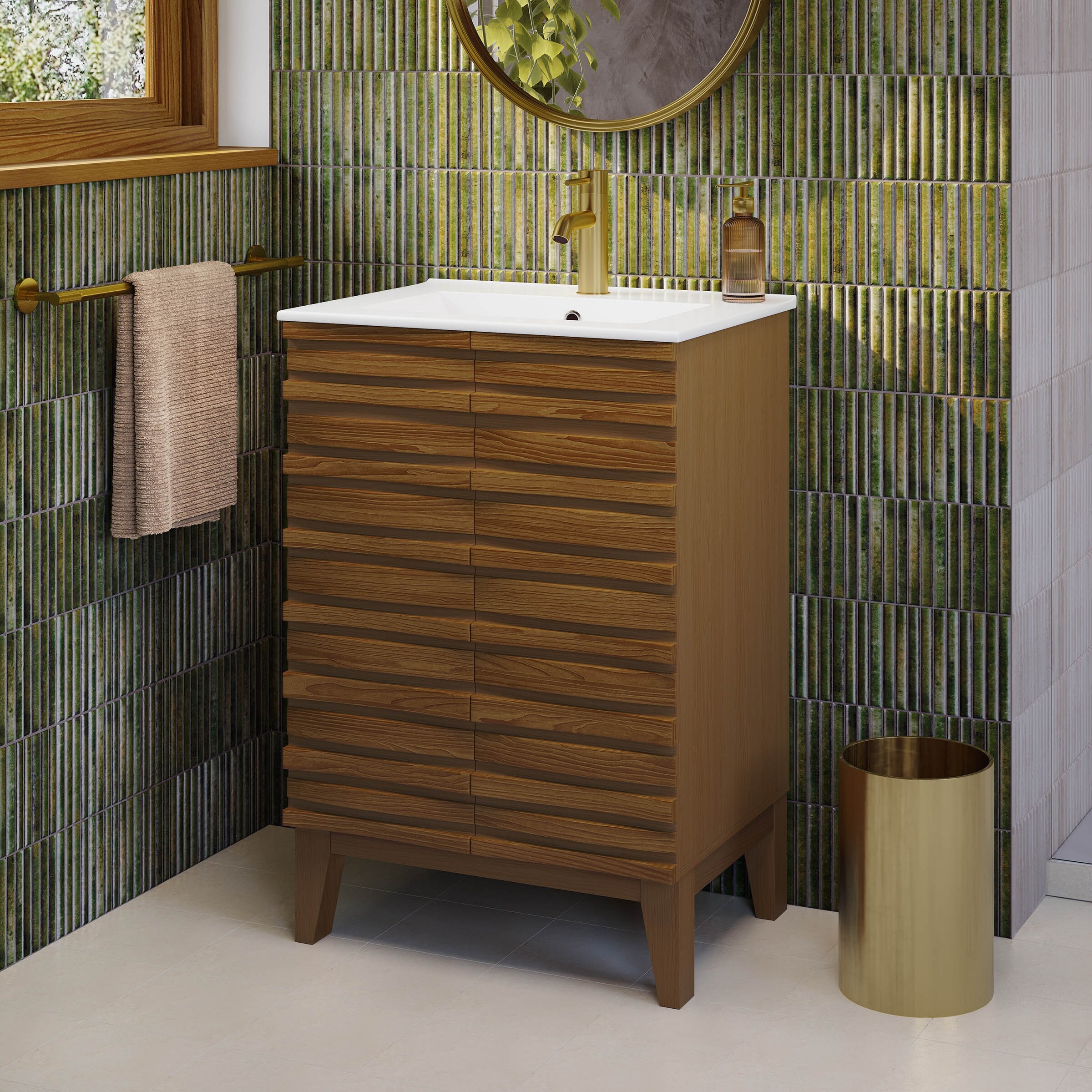 Cascade 24 '' Bathroom Vanity In Brown Oak - On Sale - Overstock