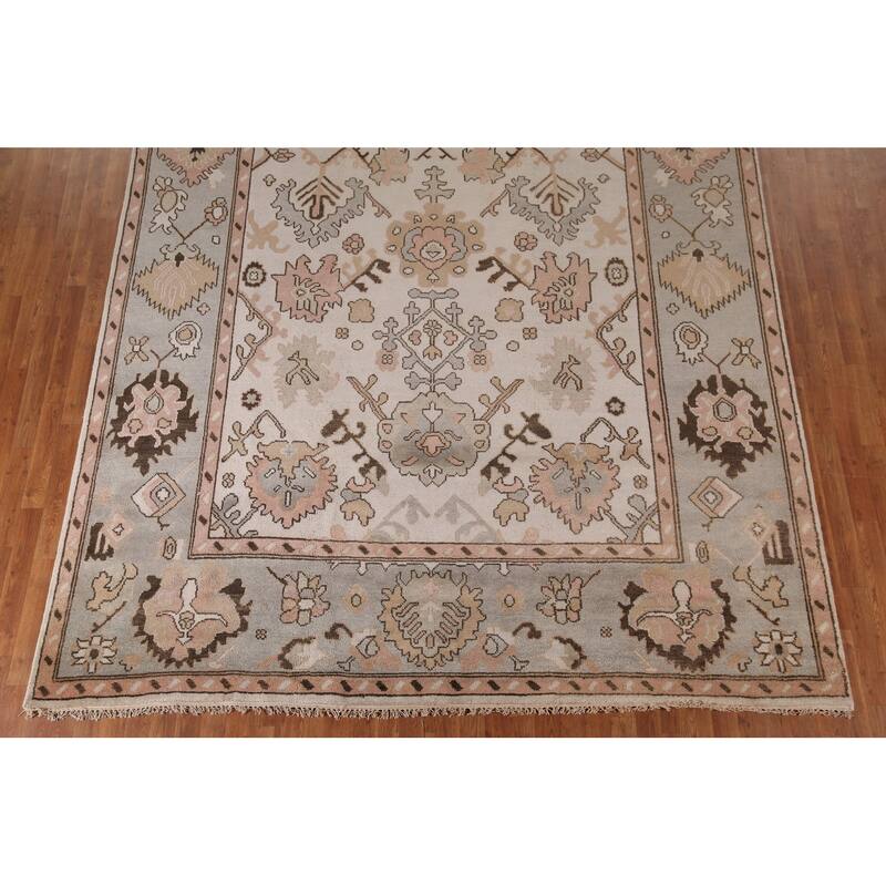 All-Over Oushak Living Room Area Rug Handmade Wool Carpet - 9'0"x 11'9"
