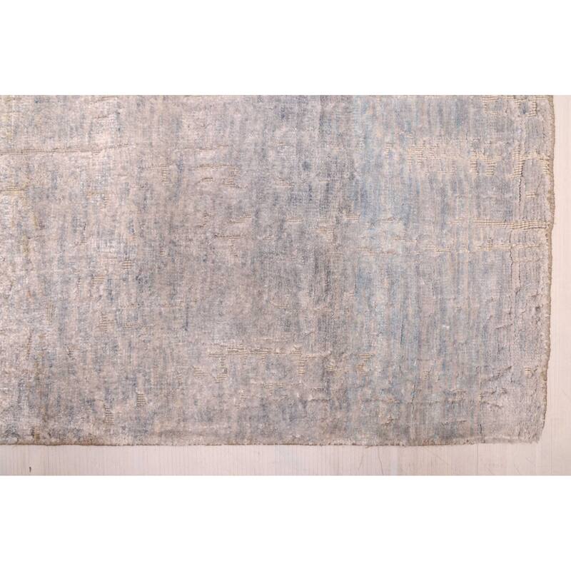 ECARPETGALLERY Hand-knotted Legacy Light Denim Blue Silk, Wool Rug - 3'11 x 10'2