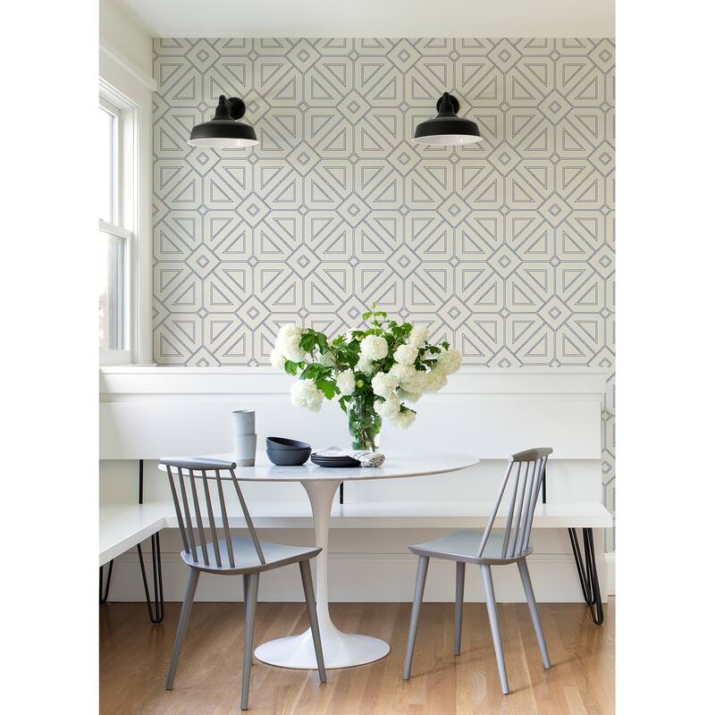 A-Street Prints Voltaire Indigo Beaded Geometric Wallpaper