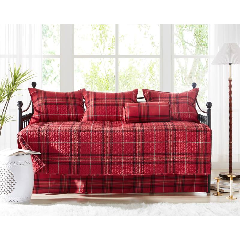 Vilano Plaid 6-piece Daybed Cover Set - 6 Piece - Red
