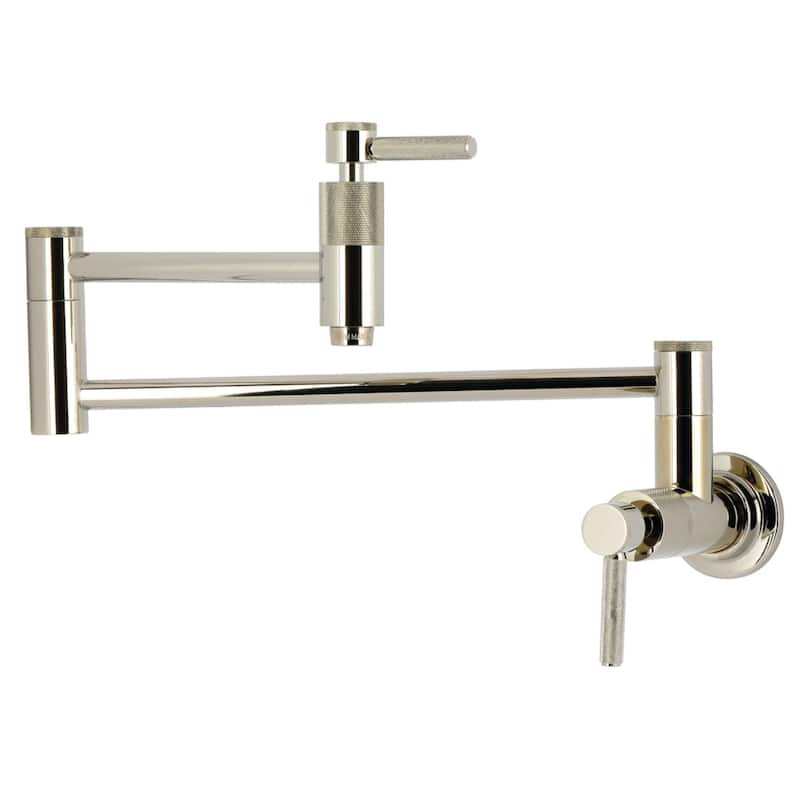 Kingston Brass Essex Double-Handle Wall-Mount Pre-Rinse Bridge Kitchen Faucet - Polished Nickel