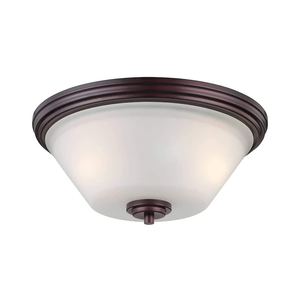 Elk Home Pittman Sienna Bronze With White Glass Flush Mount
